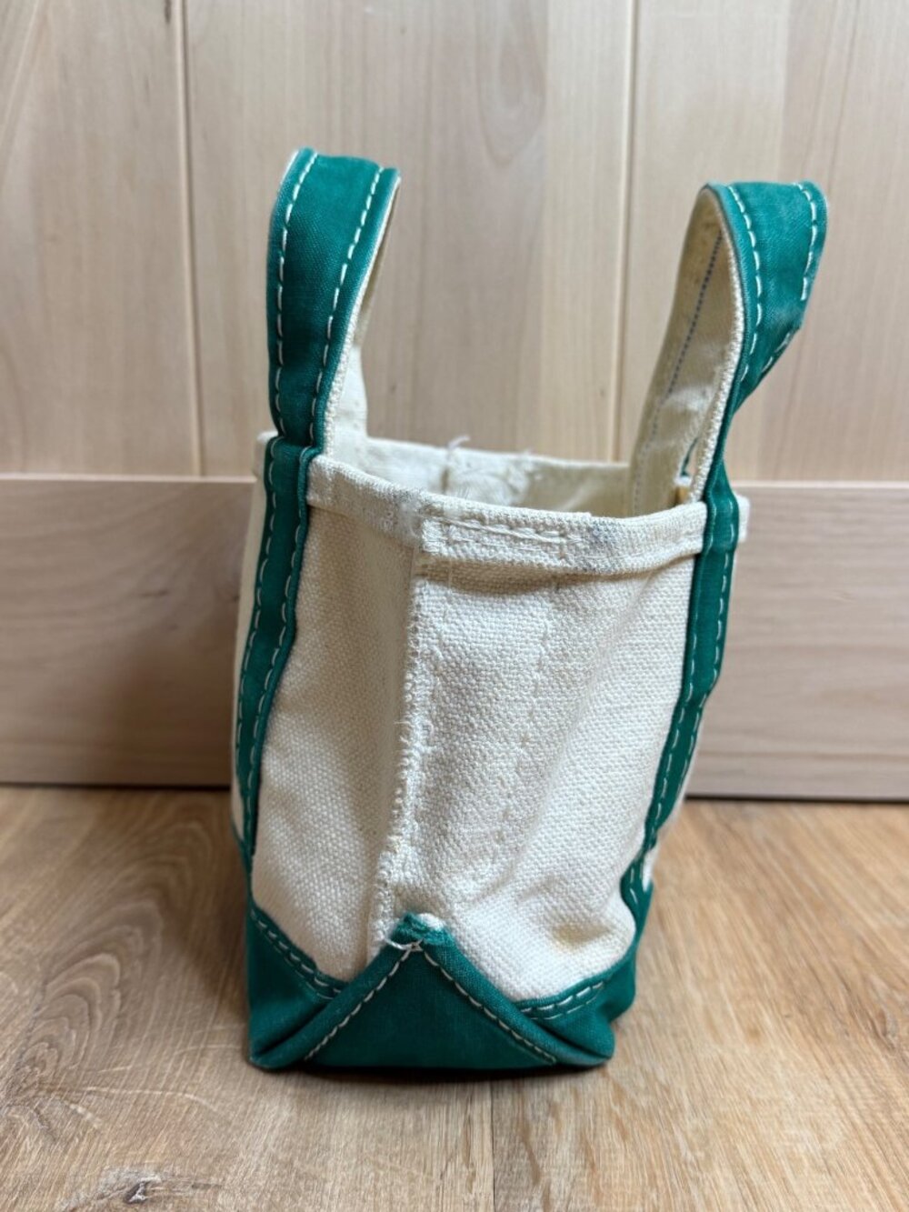 Vintage 70s 80s LL Bean Green Micro Mini Boat & Tote Canvas Bag Sawtooth Tag - Picture 10 of 12
